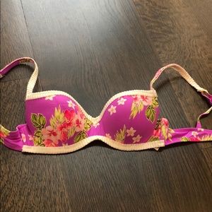 Purple and floral bikini top